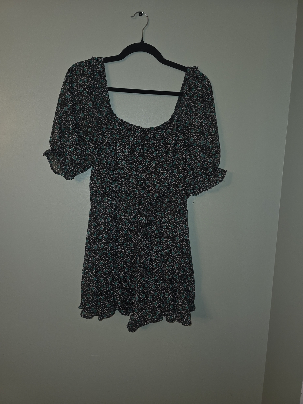 miami Black Floral Square-Neck Romper